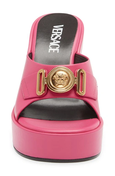 Shop Versace Medusa Biggie Platform Slide Sandal In Cerise  Gold