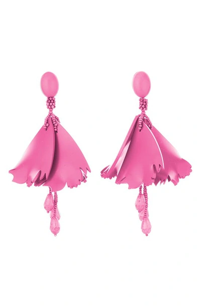 Shop Oscar De La Renta Impatiens Clip Earrings In French Pink