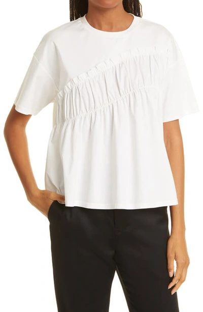 Shop Jason Wu Asymmetric Ruffle Cotton T-shirt In White
