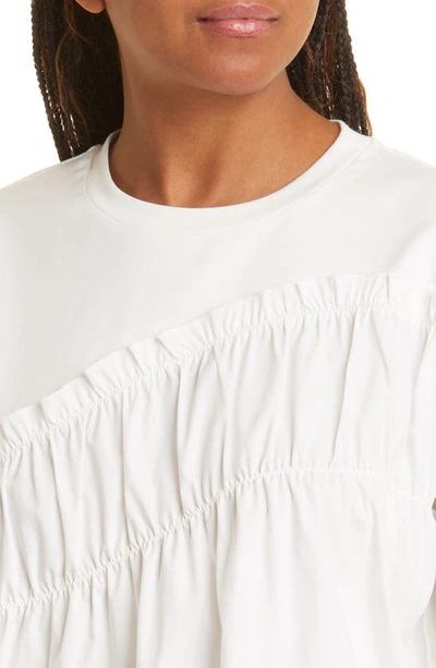 Shop Jason Wu Asymmetric Ruffle Cotton T-shirt In White