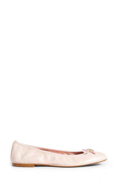 Ted Baker Baylay Bow Leather Ballet Pumps In Dusky-pink | ModeSens