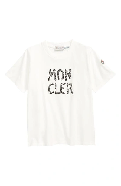 Shop Moncler Kids' Logo Graphic Tee In White