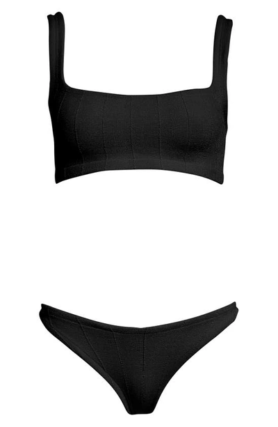 Shop Hunza G Crinkle 2-piece Swimsuit In Black