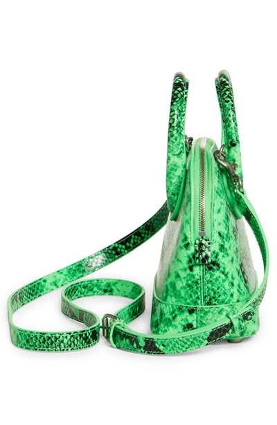 Shop Balenciaga Extra Extra Small Ville Aj Snake Embossed Leather Satchel In Fluo Green Black