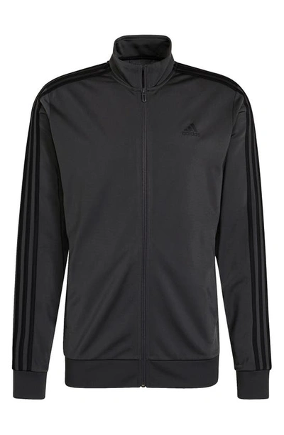 Shop Adidas Originals Essentials Warm-up 3-stripes Track Jacket In Dgh Solid Grey/black