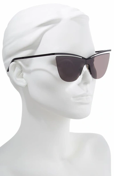 Shop Saint Laurent 134mm Cat Eye Shield Sunglasses In Black/ Black