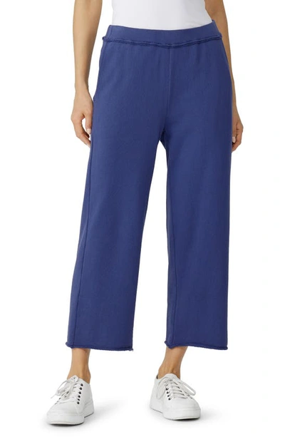 Shop Eileen Fisher Crop Straight Leg Organic Cotton Pants In Iris