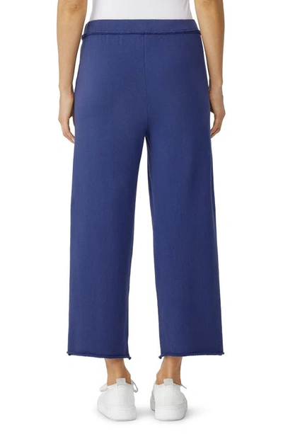 Shop Eileen Fisher Crop Straight Leg Organic Cotton Pants In Iris