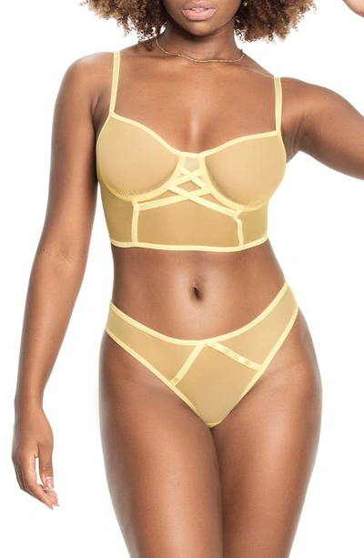 Mapalé Mesh Underwire Bra & Thong Set In Amalfi Yellow