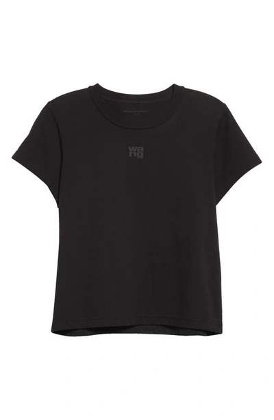 Shop Alexander Wang T Shrunken Cotton Logo Tee In Black