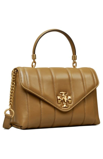 Shop Tory Burch Kira Small Quilted Leather Satchel In Toasted Sesame / Rolled Gold