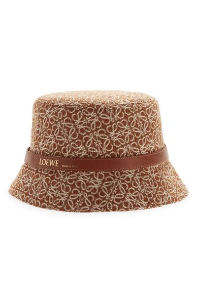 Shop Loewe Anagram Jacquard Bucket Hat In Tan/ Pecan 2713