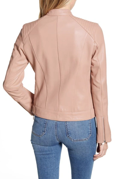 Shop Cole Haan Signature Cole Haan Leather Moto Jacket In Nude