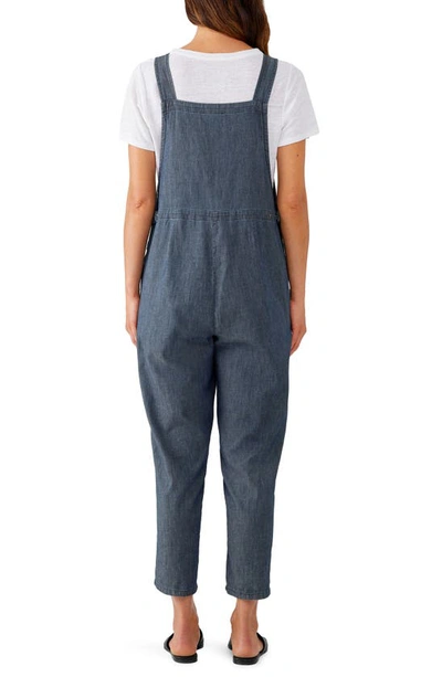 Shop Eileen Fisher Tapered Ankle Organic Cotton Overalls In Denim