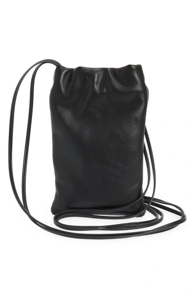 Shop The Row Ruched Leather Phone Crossbody Bag In Black