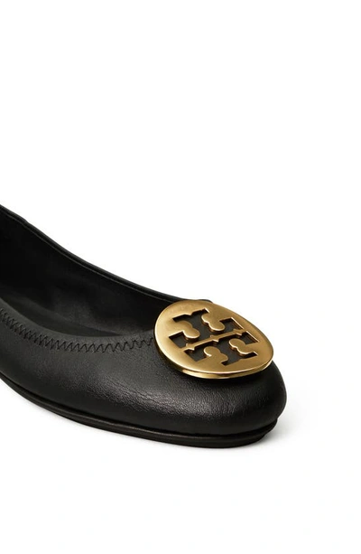 Shop Gucci Minnie Travel Ballet Flat In Black/ Gold