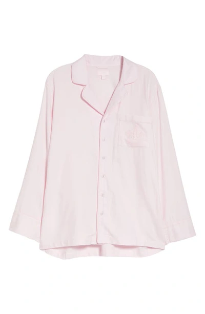 Shop Skims Hotel Embroidered Button-up Pajama Shirt In Cherry Blossom