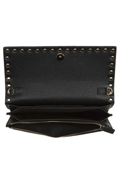 Shop Valentino Rockstud Leather Wallet On A Chain In Nero