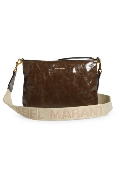 Isabel Marant New Nessah Leather Crossbody Bag In Khaki