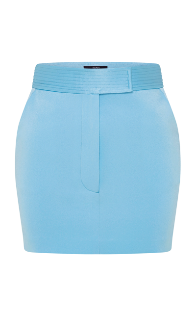 Shop Alex Perry Lark Satin Crepe Mini Skirt In Blue
