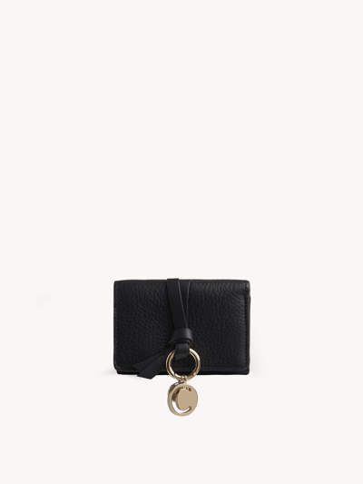 Shop Chloé Mini Alphabet Tri-fold In Grained Leather Black Size Onesize 100% Calf-skin Leather