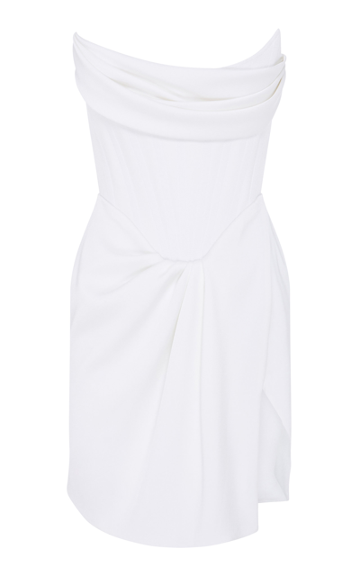 Shop Alex Perry Women's Audra Draped Satin Mini Dress In White