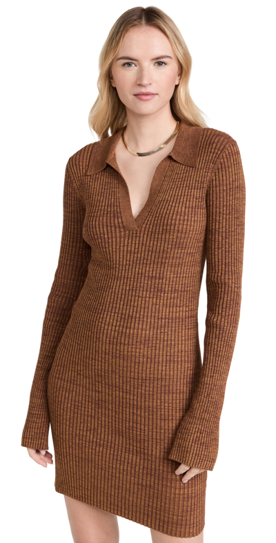 Shop Helmut Lang Marl Mini Dress In Pecan