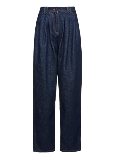 Shop Magda Butrym Dark Blue High Waist Tapered Jeans