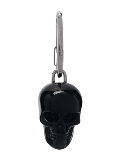 Shop Alexander Mcqueen Black Skull Charm Keychain In Nero