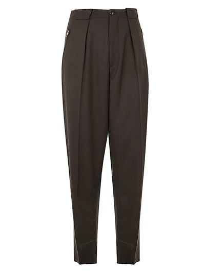 Shop Giorgio Armani Carrott Fit Pleated Tailored Trousers In Green