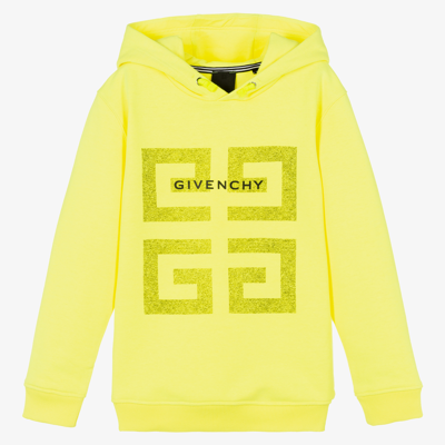 Shop Givenchy Boys Teen Yellow 4g Logo Hoodie