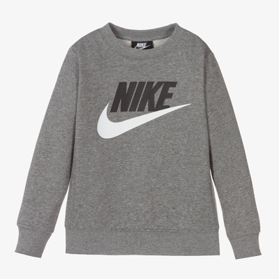 Shop Nike Boys Grey Cotton Sweatshirt