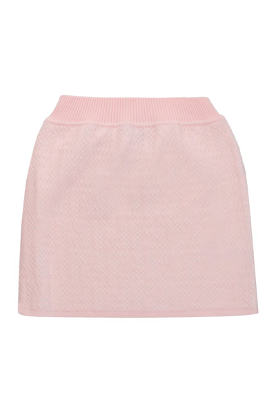 Shop Fendi Kids High Waist Knitted Mini Skirt In Pink