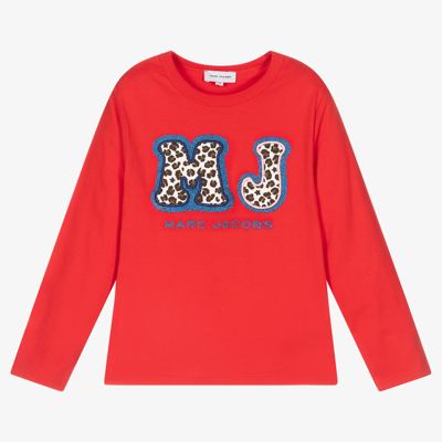 Shop Marc Jacobs Girls Red Cotton Logo Top