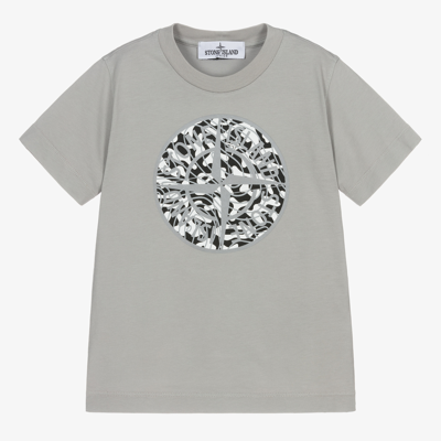 Shop Stone Island Junior Boys Grey Cotton  Logo T-shirt
