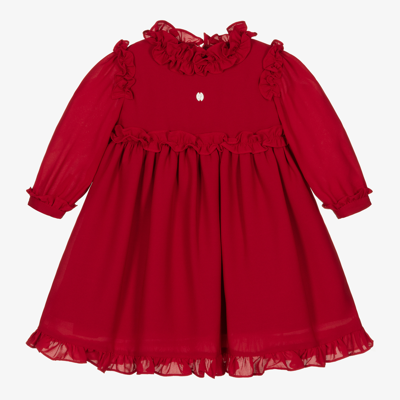 Patachou Ruffled-trim Chiffon Dress In Red | ModeSens