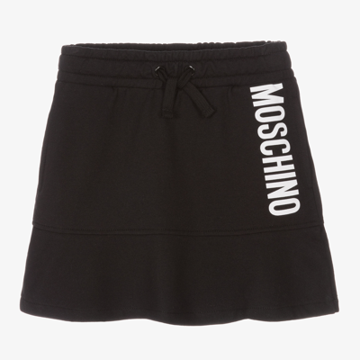 Shop Moschino Kid-teen Girls Black Cotton Logo Skirt