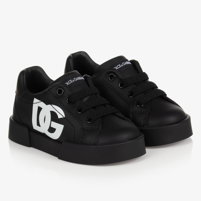 Shop Dolce & Gabbana Black Leather Trainers