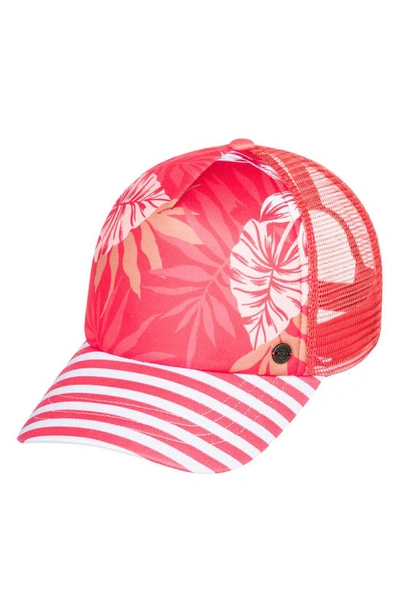 Shop Roxy Beautiful Morning Stripe Baseball Cap In Hibiscus Seaside Tropics V1 S
