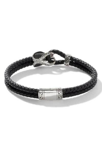 Shop John Hardy Classic Chain Leather Cord Bracelet In Silver/ Black