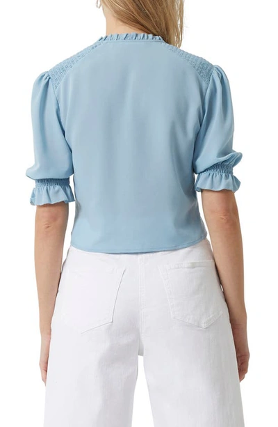 Shop French Connection Crepe Crop Blouse In Forget Me Not