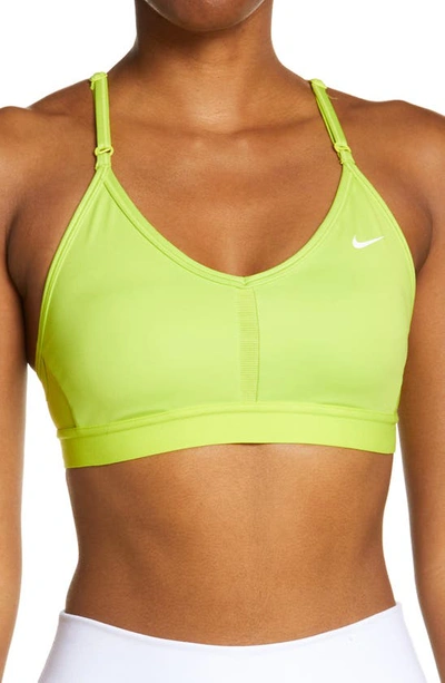 Shop Nike Indy Mesh Inset Sports Bra In Atomic Green/ White