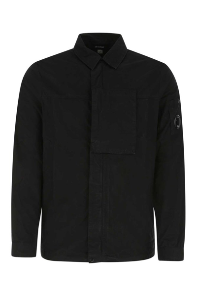 Shop C.p. Company Concealed Fastened Overshirt In Black