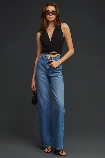 Shop Mother The Savory Heel High-rise Wide-leg Jeans In Blue