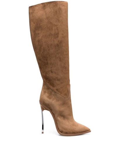 Shop Casadei Boots With Stiletto Heel In Brown
