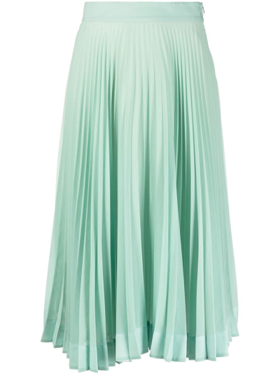 Shop Plan C Pleated Midi Skirt In Verde