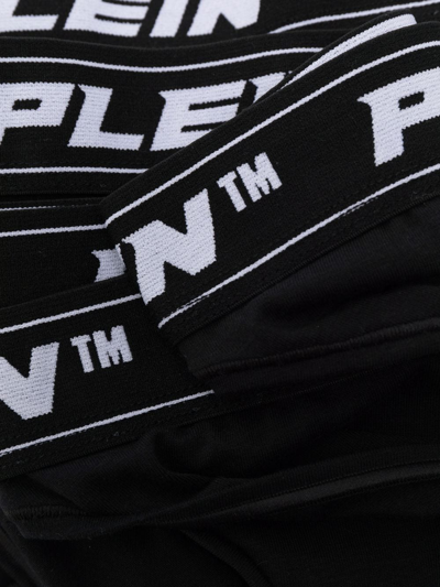 Shop Philipp Plein Logo-waistband Set Of 3 Briefs In Black