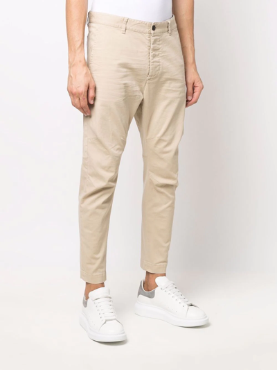 Dsquared2 Beige Medium Waist Trousers In Multicolor