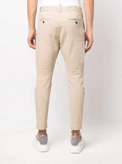 Dsquared2 Beige Medium Waist Trousers In Multicolor