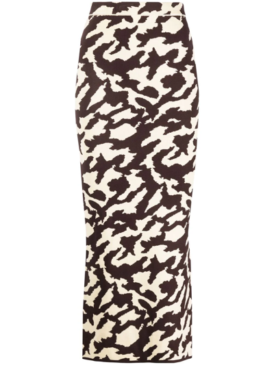 Shop Nanushka Animal Print Midi Tube Skirt In Yellow